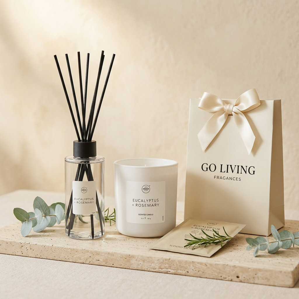 Kit Hogar Simplicity Eucalipto y Romero Go Living - bundle difusor vela sachet