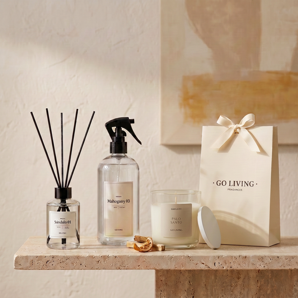 Kit Ritual Completo Go Living · Difusor + Home Spray + Vela Palo Santo + Bolsa