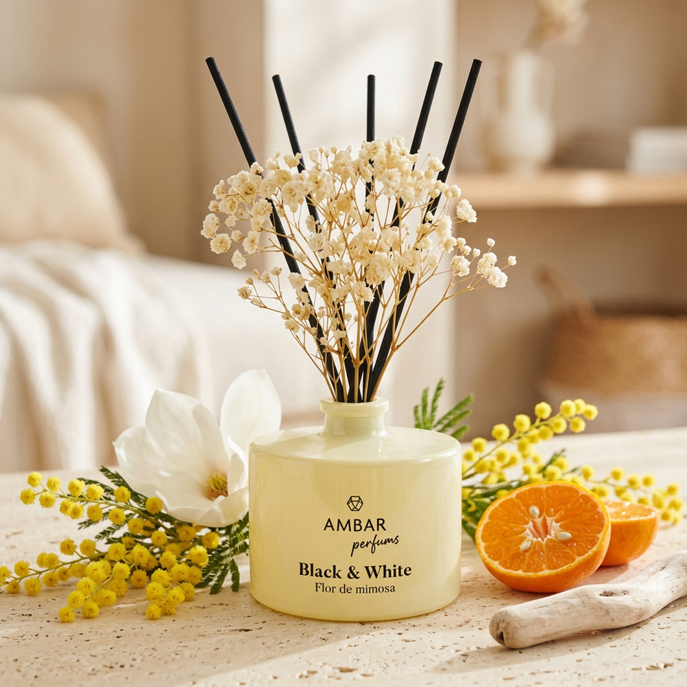 Mikado Black & White · Flor de Mimosa