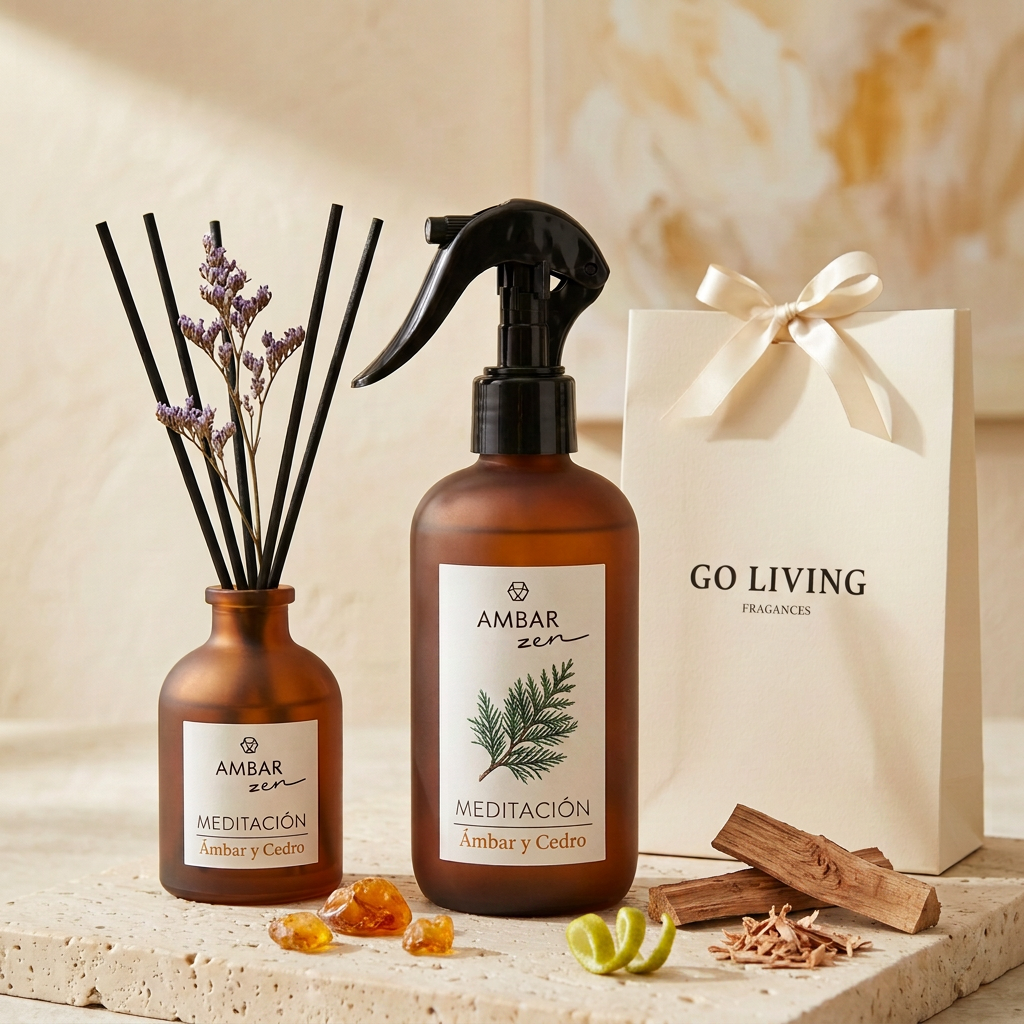 Kit Zen Ámbar y Cedro Go Living - Difusor idéntico Ambar Zen + garnish cedro resina
