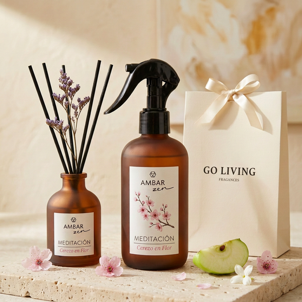 Kit Zen Cerezo en Flor Go Living - Difusor idéntico Ambar Zen + garnish sakura