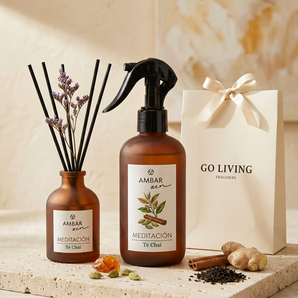 Kit Zen Té Chai Go Living - Difusor idéntico Ambar Zen + garnish cardamomo canela